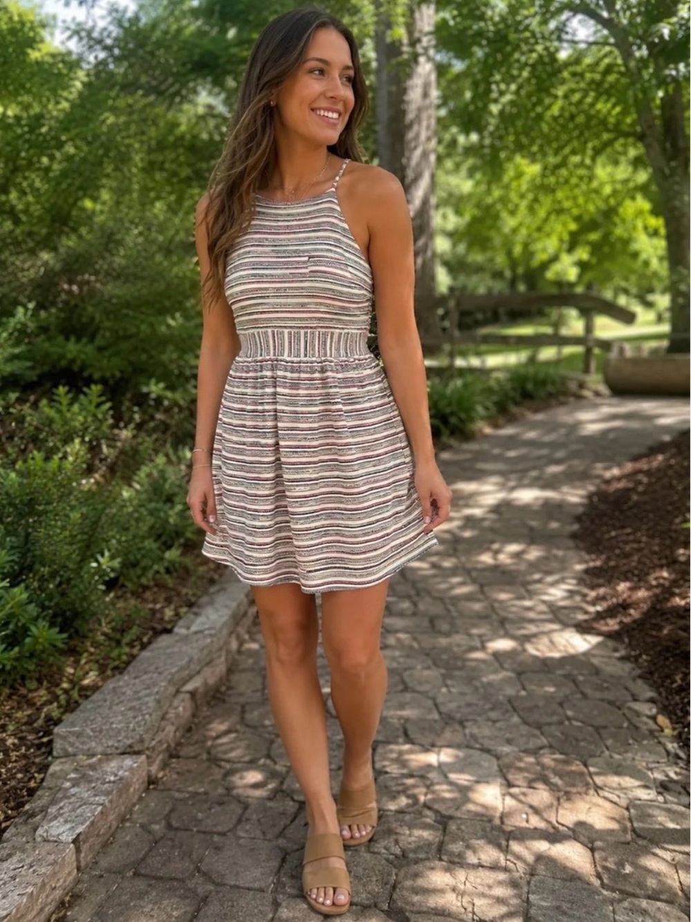 Banana Republic Textured Stripe Fit & Flare Dress | Size 12